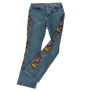 Y2K floral embroidered flare jeans Bubblegum 2000s vintage